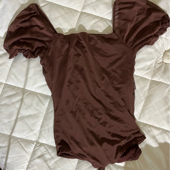 Brown Square Neck Body Suit - Picture 3 of 4
